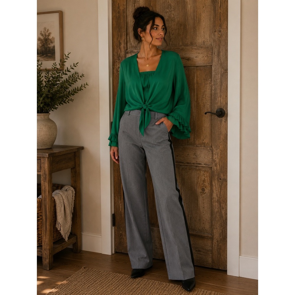 Banana Republic Sloan Grey Tuxedo Side‎ Stripe Slim Ankle Pants Womens 12